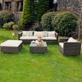 thumbnail image 2 of Costway 6PC Furniture Set Patio Sofa PE Gray Rattan Couch 2 Set Cushion Covers, 2 of 8