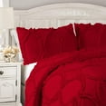 thumbnail image 3 of DNG Creations 3 Piece Ruffle Ribbon Design Comforter ( Oversized Queen Size ) Ultra Soft All-Season 550 GSM 800 Threads Count,100% Egyptian Cotton - Solid Red Colour, 3 of 5