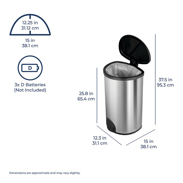 Nine Stars Toe Touch Automatic Trash Can, 13.2 Gallon Stainless