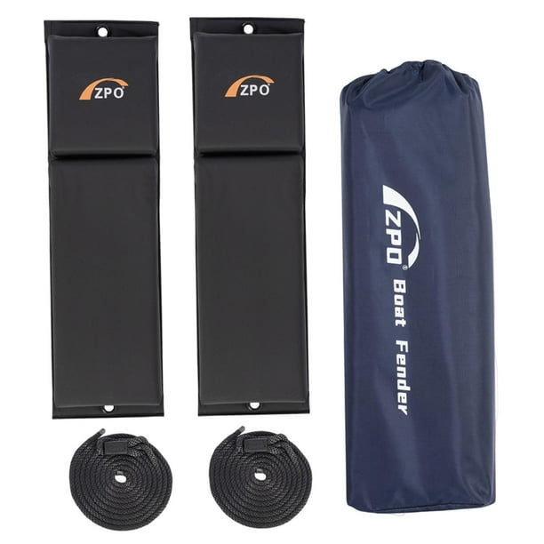 2 protectores de defensa para embarcaciones pequeñas con cuerdas, cubierta de PVC resistente a los arañazos. Negro