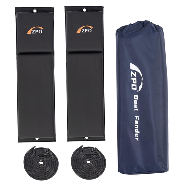 Lipstore 2 x Boat Fender Pads with Ropes, Portable, Versatile, Anti-Collision Protection Black