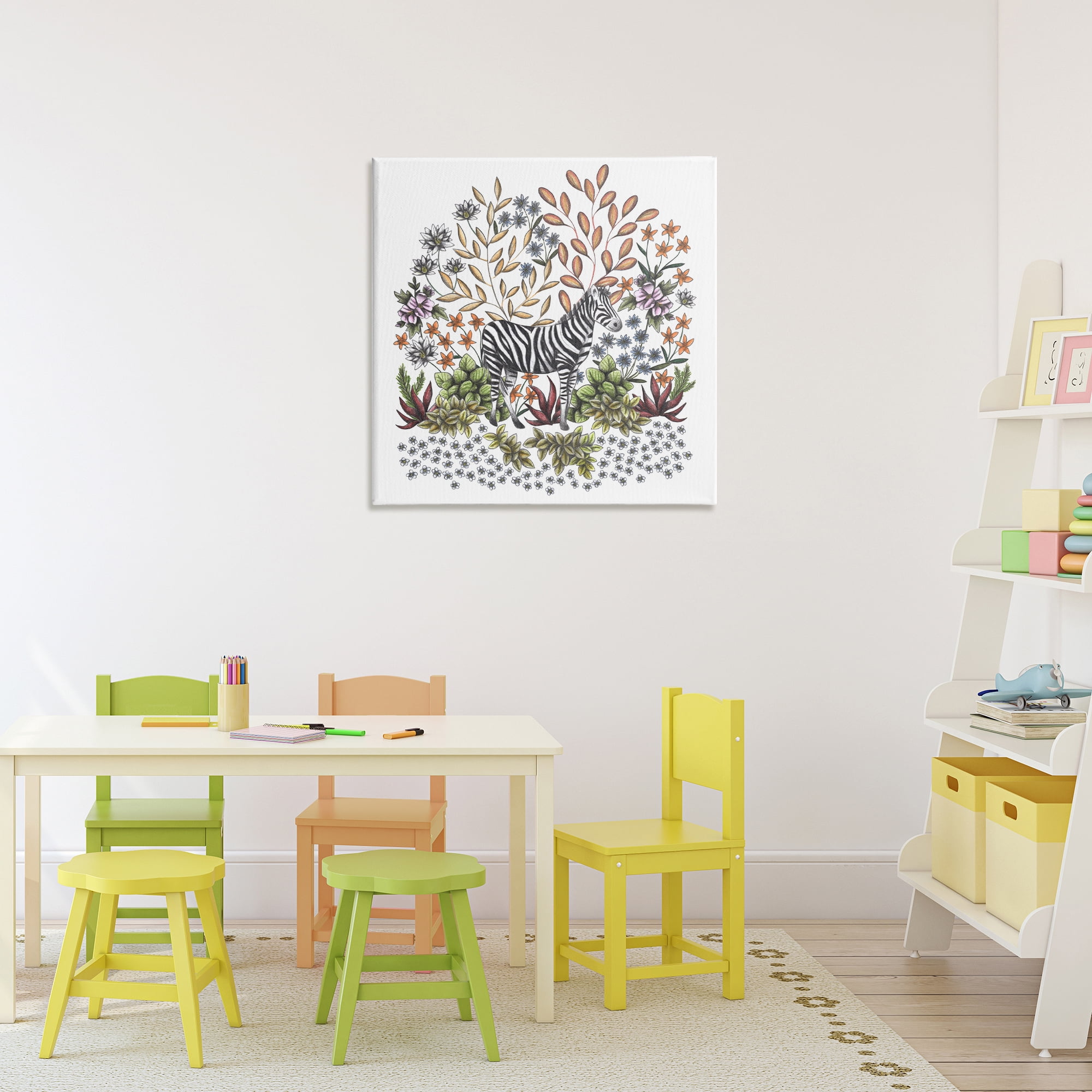 Jungle Wildlife Zebra Canvas Wall Art, design by Cecilia Battaini