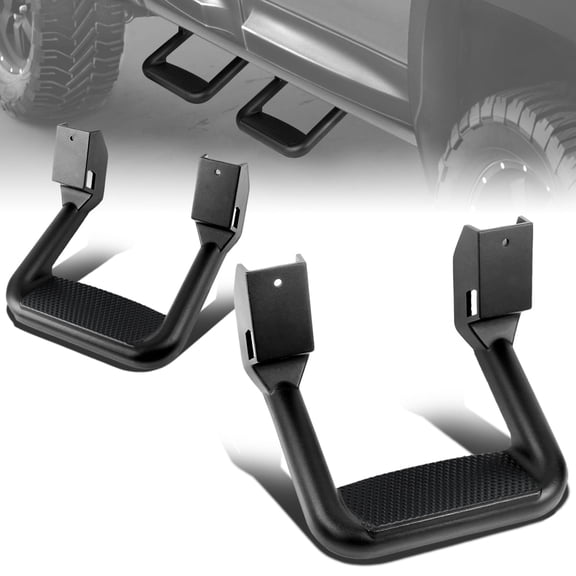Black Coated Aluminum Universal Truck Side Steps (2-Piece Set)