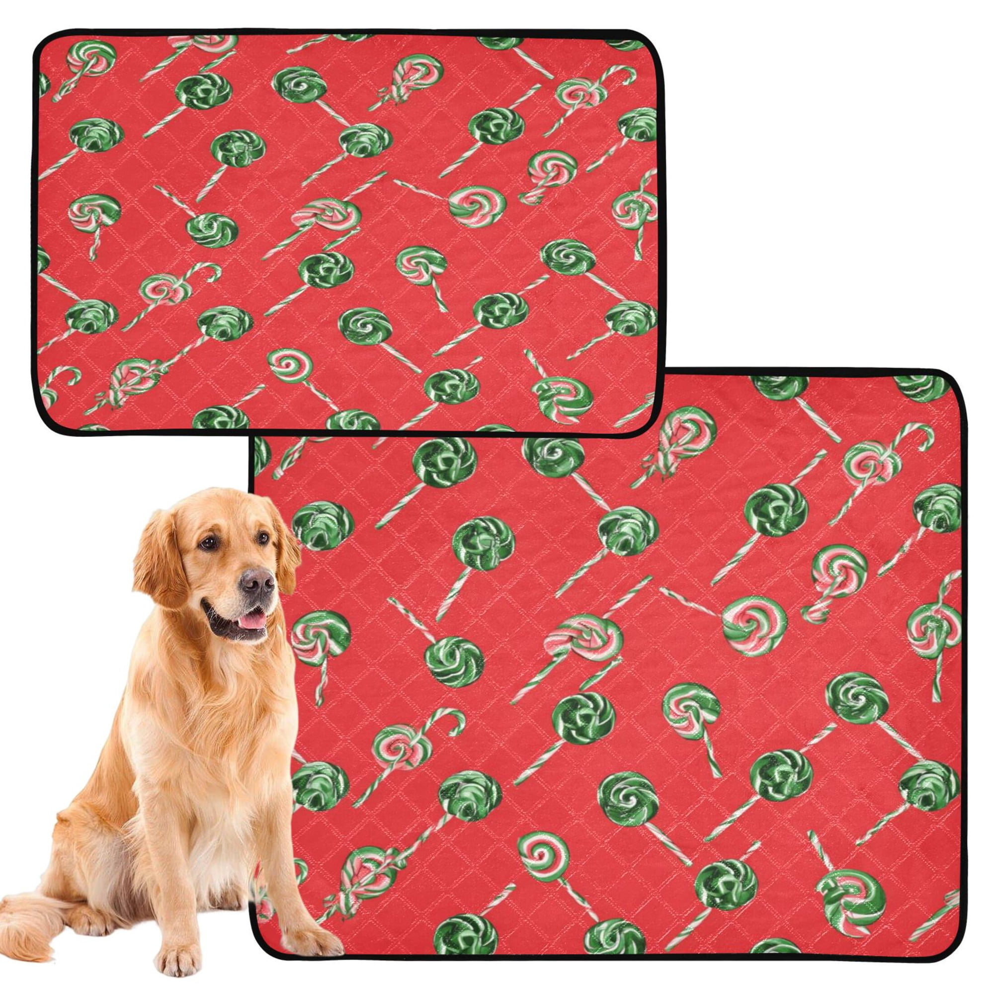 IAUYY Washable Pee Pads for Dogs Smallx3 Absorbent and Leak-Proof Non-Slip Reusable Puppy Pee Pads for Dogs Applicable to Playpen Potty Crate Red Candies