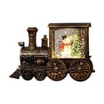 thumbnail image 1 of Colección de adornos navideños con estatuas de tren iluminadas Muñeco de nieve de bronce Perfecl, 1 of 8
