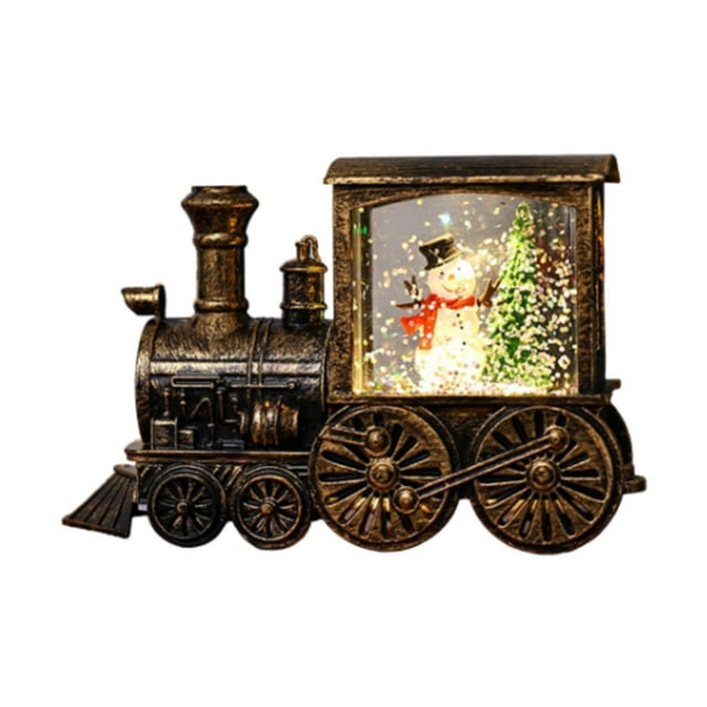 Colección de adornos navideños con estatuas de tren iluminadas Muñeco de nieve de bronce Perfecl