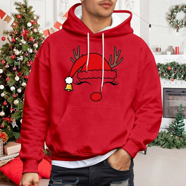 MHFRRA Sudadera con Capucha para Parejas, Divertida y A Juego, de Manga Larga, Estilo Informal y Deportivo Rojo