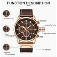 thumbnail image 2 of CURREN 8291 Men Dark Brown Chronograph Quartz Waterproof Leather belt Watch Sports Wristwatch with Gift Box, 2 of 5
