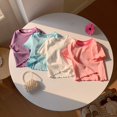 thumbnail image 6 of YunPes Girls Ruffle Short Sleeve T Shirt Lettuce Trim Crew Neck Tops Basic Tee Cute Casual Shirt for Kids Teens Casual Summer Tee, 6 of 9