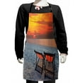 thumbnail image 1 of Seaside Kids Apron, Couples Chairs on Sandy Beach Colorful Sky Scenery Nature Picture, Boys Girls Apron Bib with Adjustable Ties for Cooking Baking Painting, Orange Red Grey, by Ambesonne, 1 of 2