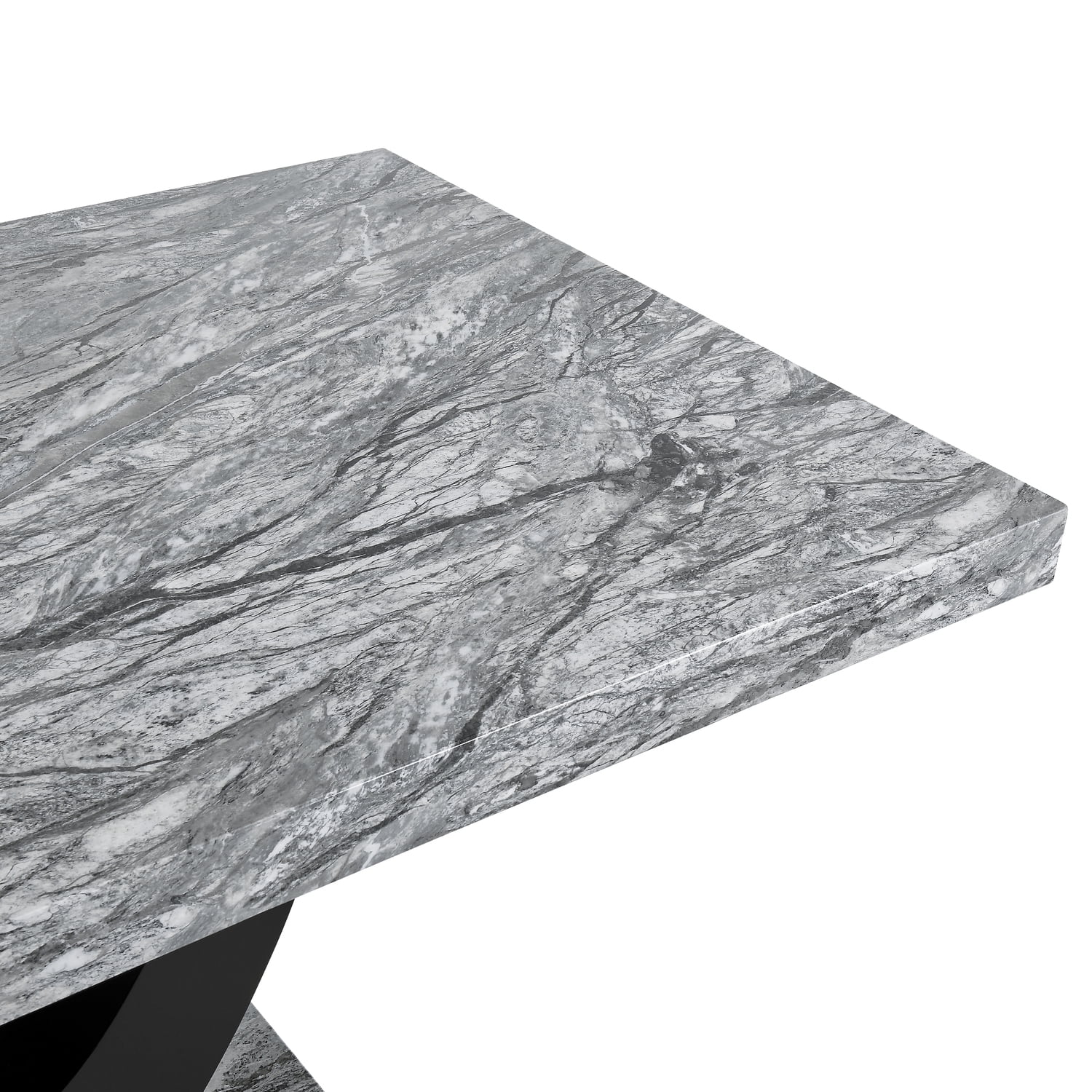 New Classic Furniture Lyra Wood Dining Table with Faux Marble Top in Gray/Black