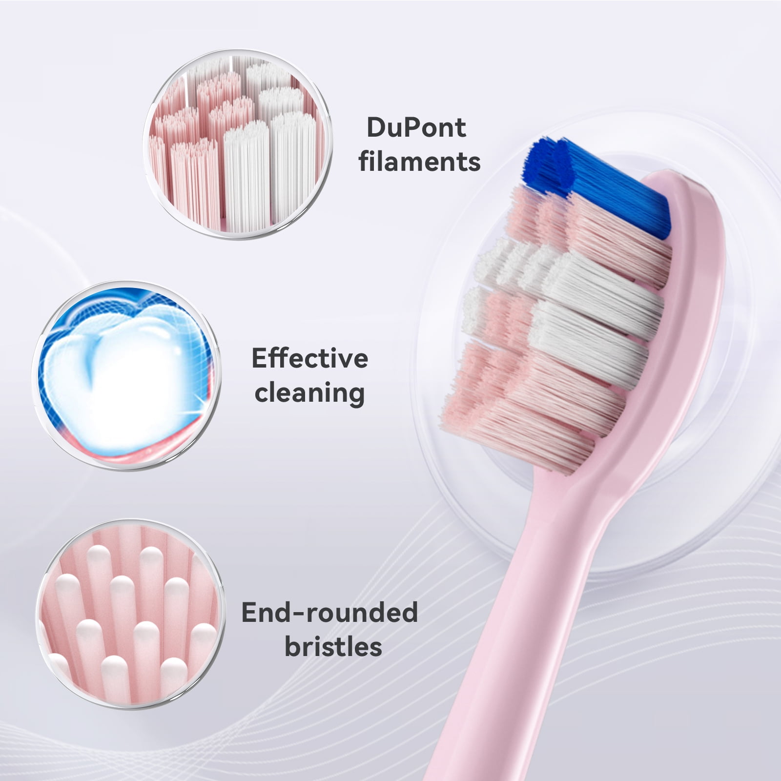 JTF Sonic Smart Toothbrush Genuine Standard Brush Heads, 4 Pack, Pink, P200