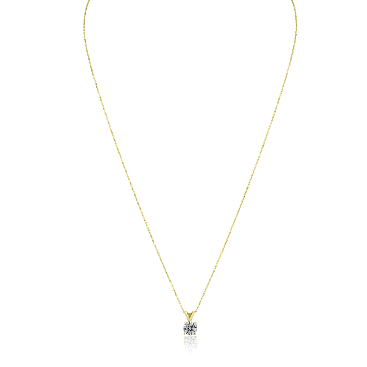 SuperJeweler 1/4 Carat Lab Grown Diamond Necklace in Yellow Gold with Free 18 Inch Chain For Women