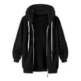 thumbnail image 6 of VISALY Womens Zip Up Hoodies Sweater Jacket Women's Plus Size Solid Color Sweatershirt Pullover Warm Wool Plush Coat Zipper Top Casual Sweaters Fleece Hoodies Winter Sweaters Black L, 6 of 7