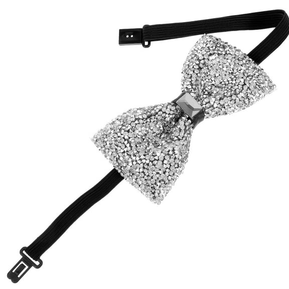 GAXIRE Rhinestone Bow Tie for Men, Pre-Tied Adjustable Neck Accessory, Perfect for Weddings and Parties