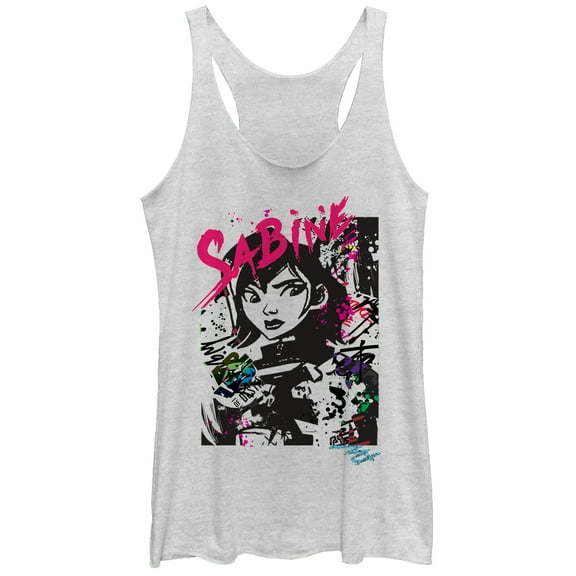 Women's Star Wars: Forces of Destiny Sabine Racerback Tank Top White Heather X Large
