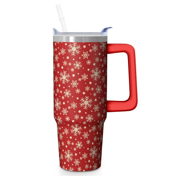 Holiday Christmas 30oz Snowman Coffee Cup with Handle and Straw, Stainless Steel Travel Tumbler, Winter Insulated Mug Gift for Adults
