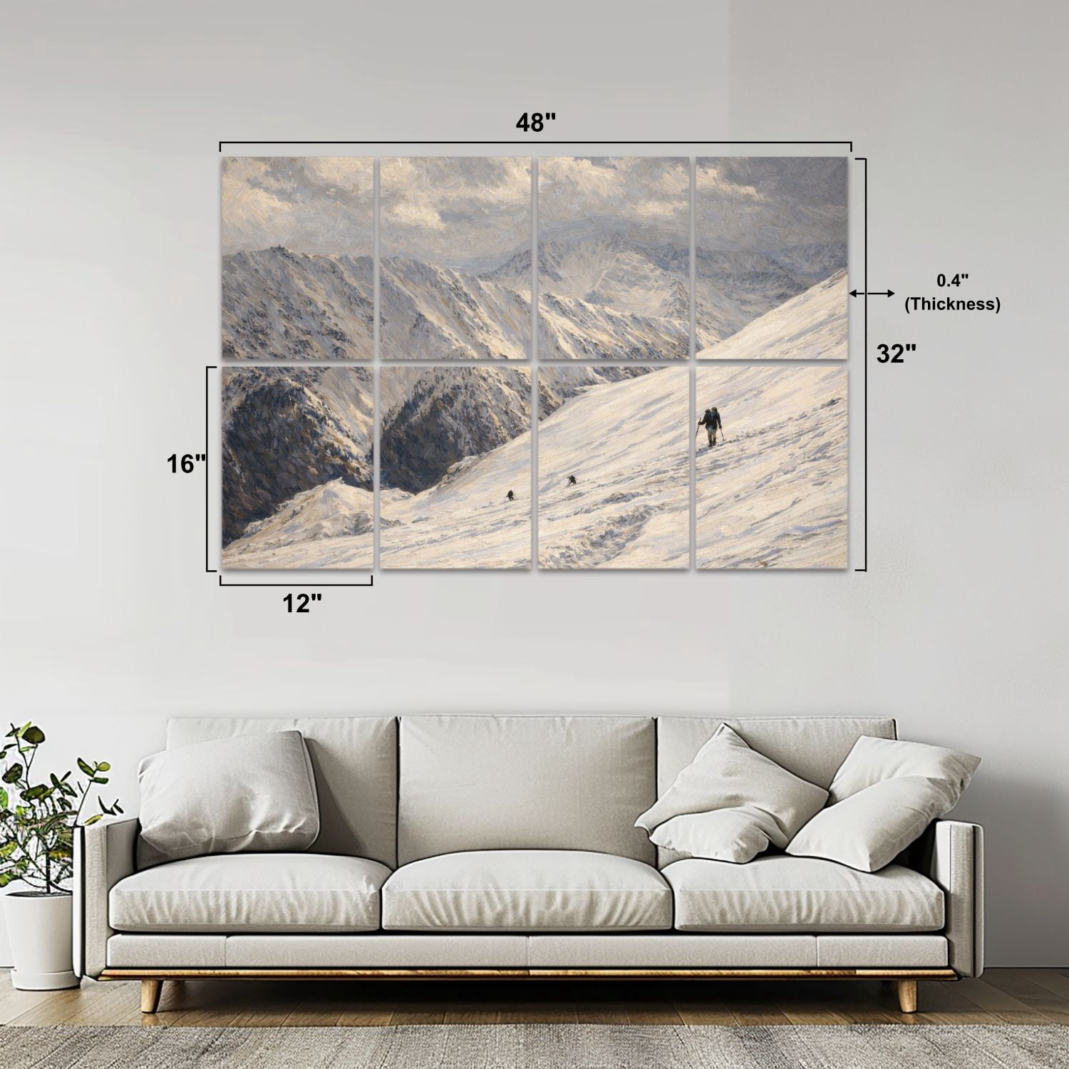 Rustic Farmhouse 8 Pack Art Acoustic Panels Sound Absorbing black white snowy mountains vintage snow skiings Decorative Soundproof Wall Panels Self Adhesive for Nursery Game Room Bedroom 48"x32"