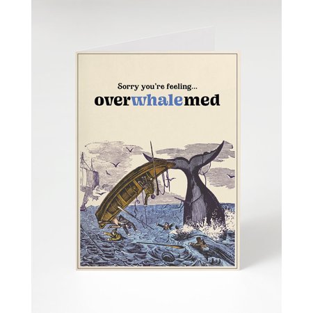Sorry You're Feeling Overwhale-med Card – Humorous Whale Illustration – Blank Inside, Matching Envelope Included – Perfect for Sympathy, Support, or Just Because