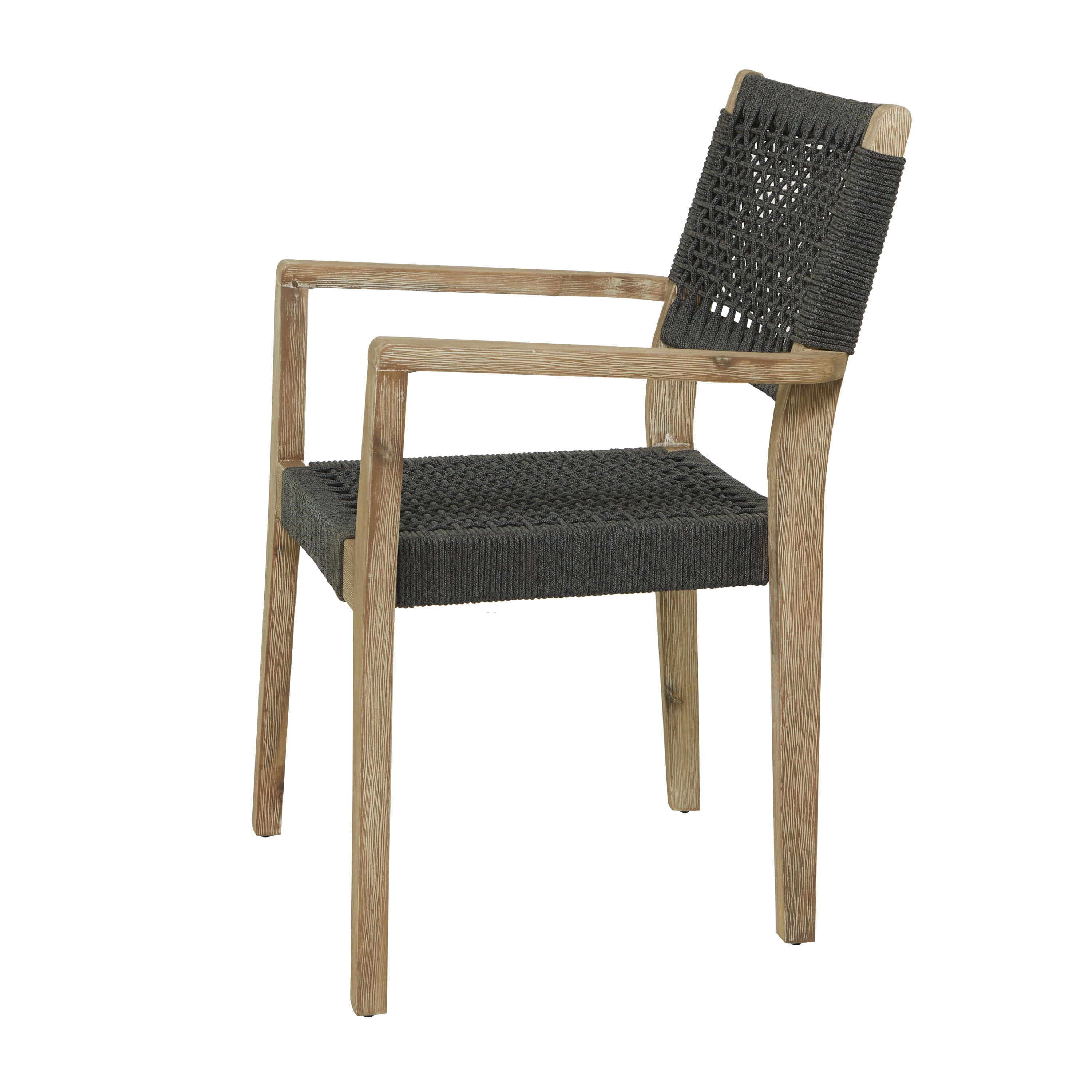 DecMode Outdoor Dining Chair with Woven Seat and Back - Wood - Set of 2 - Dark Gray