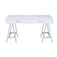 thumbnail image 2 of Benjara Writing Desk with MDF 2 Drawers and Metal Legs, White and Chrome-Finish:White and Chrome, 2 of 5