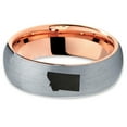 thumbnail image 2 of Tungsten Montana The Treasure State Band Ring 7mm Men Women Comfort Fit 18k Rose Gold Dome Brushed Gray Polished, 2 of 4