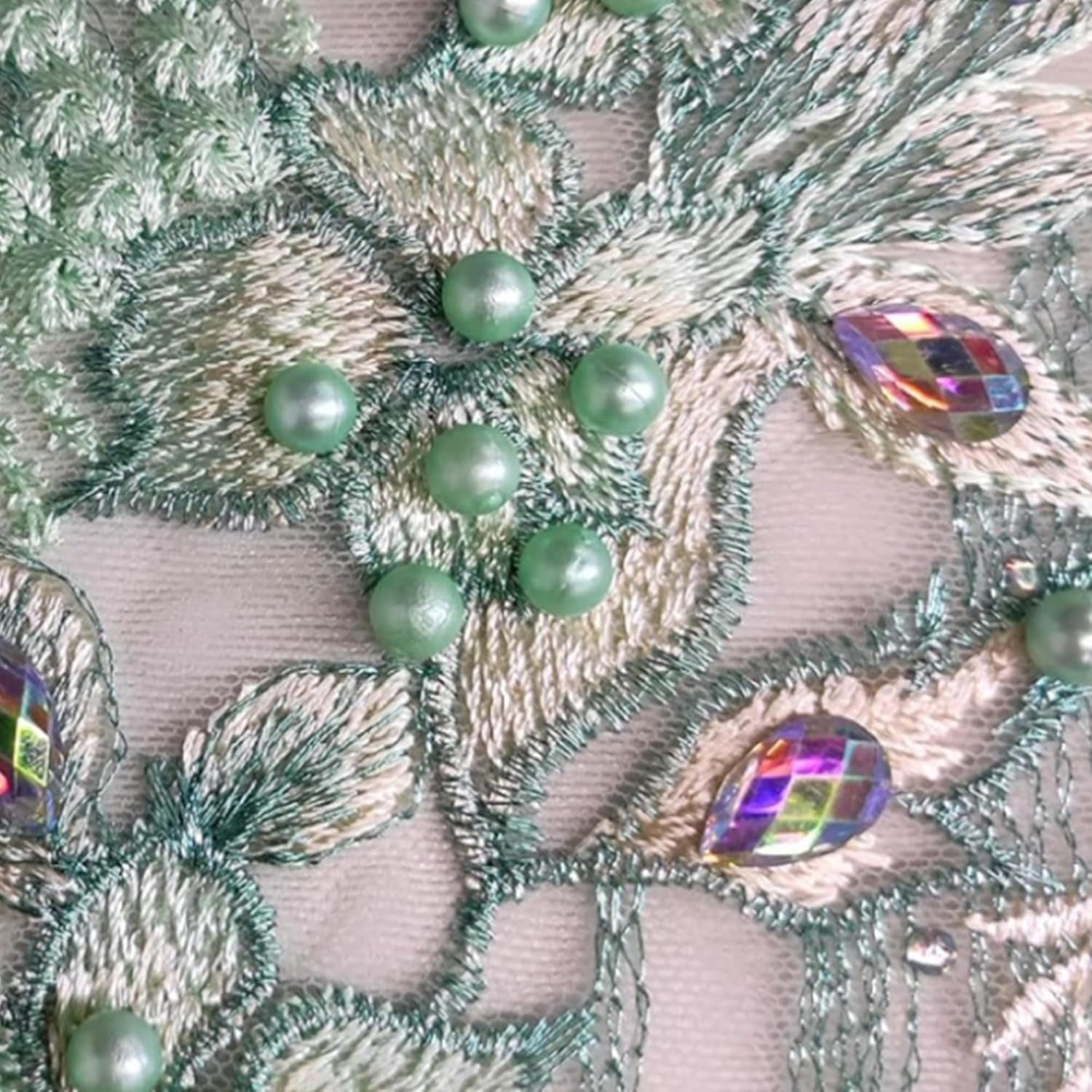 Purple 3D Lace Rhinestone Applique