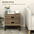 thumbnail image 4 of HOMCOM Retro End Table Steel Frame Nightstand w/ 2 Drawers Bedroom Coffee, 4 of 10