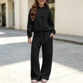 thumbnail image 2 of YUNLIUU Girls Sweatsuit 2 Piece Hoodies and Sweatpants Sweat Set,10 Years,Black, 2 of 9