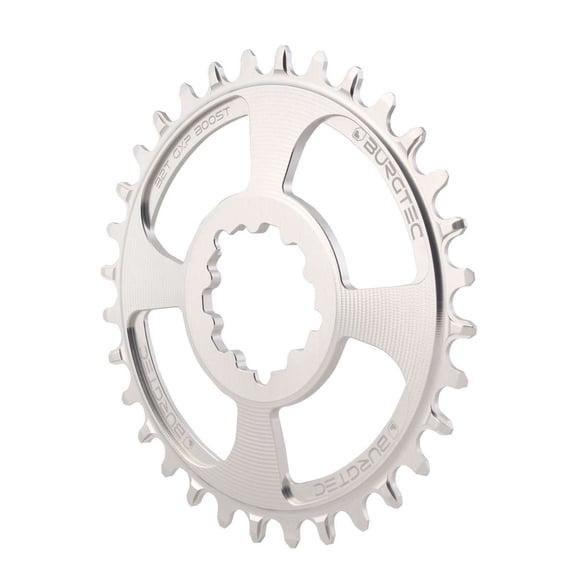 Burgtec GXP Boost 3mm Thick Thin Chainring, 30T, Rhodium Silv