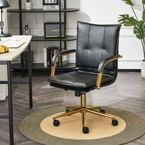 MOJAY PU Leather Ergonomic Executive Office Chair, Swivel Desk Chair with Padded Armrest, Black
