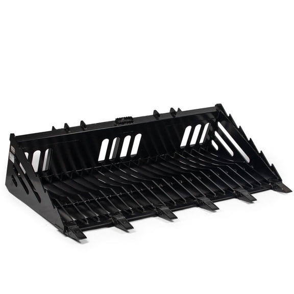 Titan Attachments 72in Skeleton Rock Bucket with Bolt-On Teeth, Skid Steer Quick Tach, Reinforced Side Cutters