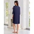 thumbnail image 5 of Ekouaer Zipper Robes for Women 3/4 Sleeves Lightweight House Coat Zip Up Bathrobe Soft Nightgown with Pockets, 5 of 6