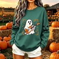 thumbnail image 6 of TKLPEHG Halloween Sweatshirts for Women Cute Guitar Ghost Graphic Fall Sweatshirt Fashion Crewneck Long Sleeve Casual Vintage Pullover (Green,XS), 6 of 8