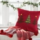 thumbnail image 5 of Funda de Cojín Bordada con Árbol de Navidad, 45X45 Cm | Tela Aterciopelada Roja | Artesanía Exquisita | Decoración para Fiestas Navideñas, 5 of 7