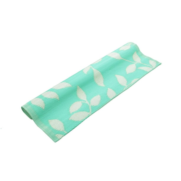 4' x 6' Botanic Beauty Mint Green Floral Design Outdoor Area Throw Rug