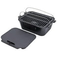 CintBllTer Heavy Duty PreSeasoned Cast Iron Portable Grill, 14"x12