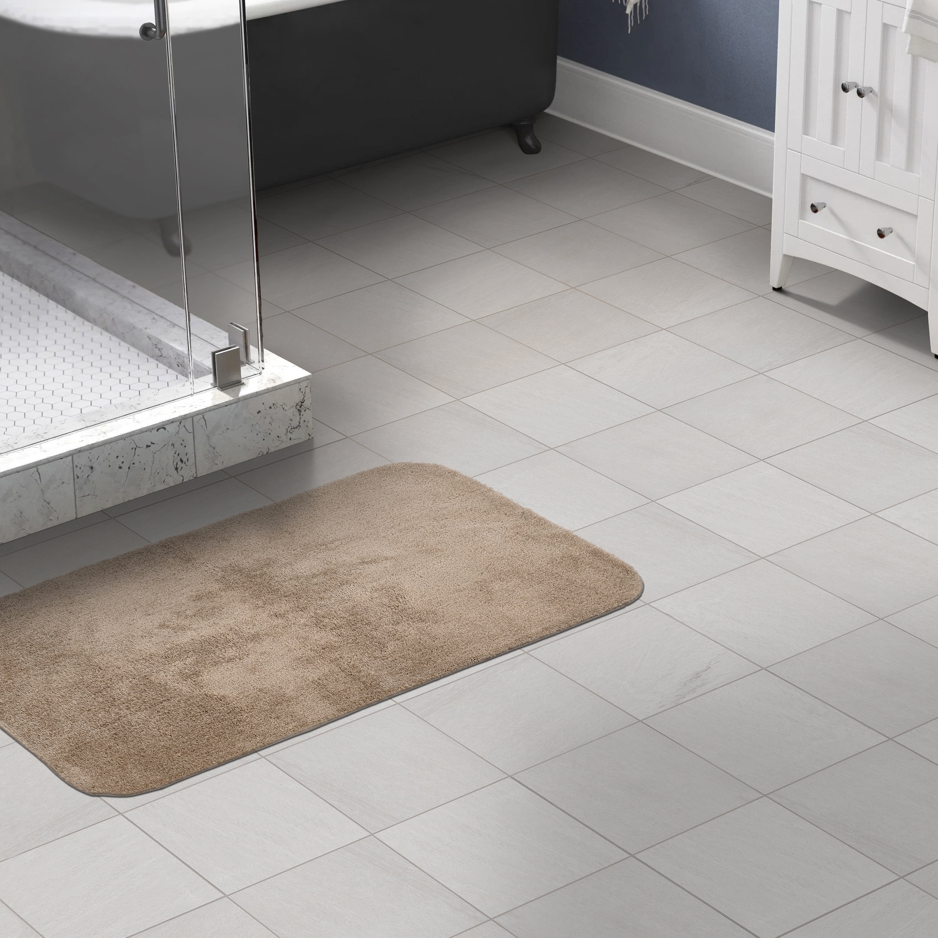 Garland Rug Traditional Washable Nylon Taupe Bath Rug, 30"x50"