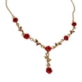 thumbnail image 1 of Collier Fleur de Rose Chaîne Clavicule en Strass Ras du Cou Bijou Fleur de Rose, 1 of 8