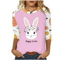 thumbnail image 3 of lcziwo 50% Percent off Sales Today Womens Easter Shirts Fashion 3D Bunny Rabbit Print Tshirts Loose Casual Round Neck 3/4 Sleeve Tops 2025 T-Shirt Vacation Outfits Hot Pink XXL, 3 of 6