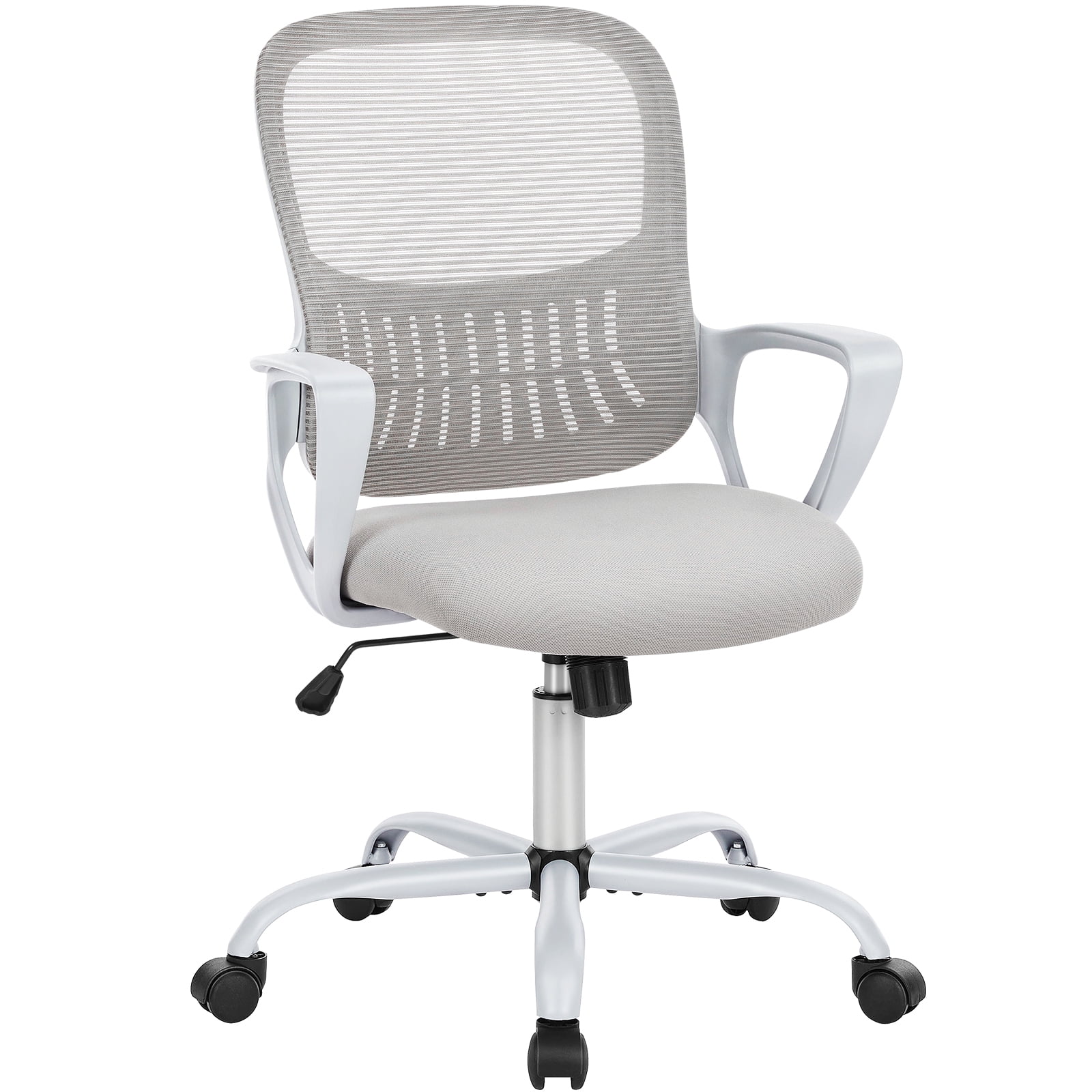 LIFERECORD Office Desk Chair Mesh Ergonomic Computer Gaming Chair Mid Back Chair with Comfy Lumbar Support Adjustable Height Swivel for Home Task, Grey