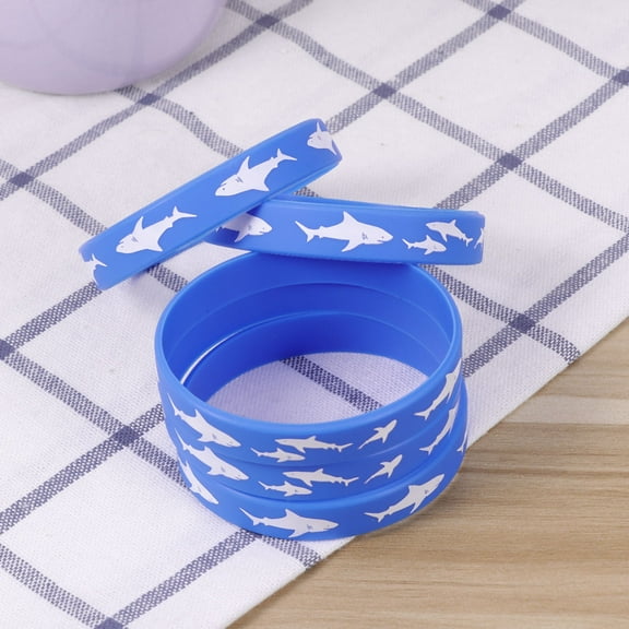 Masteelf 25pcs Bangle Shark Printed Silicone Wristband Decoration Bracelet for Women Men