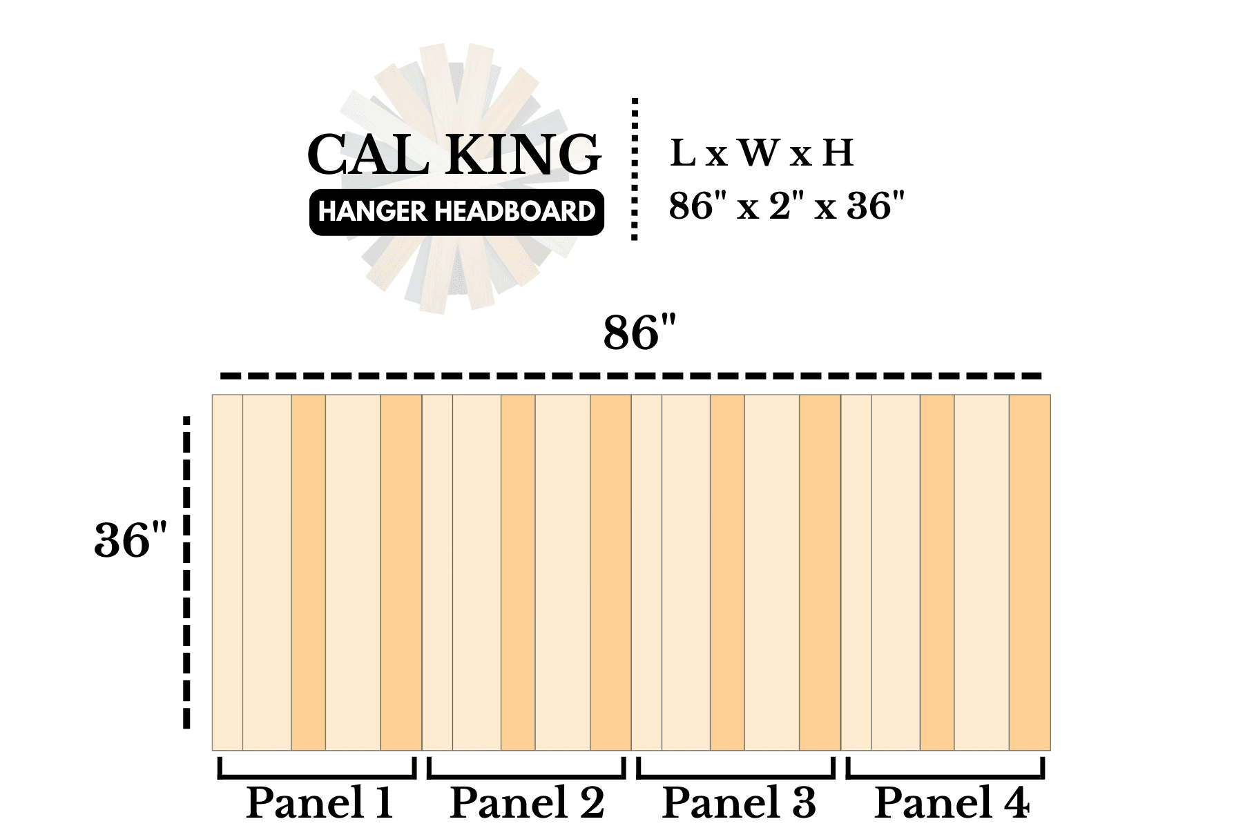 Barn Walls Harvest Mix Signature Design, Multicolored Solid Wood Headboard, Floating Panels, Wall Mount, Adjustable Height, Easy Assembly, California King Size