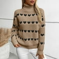 thumbnail image 2 of Posijego Turtleneck Sweater for Women Heart Graphic Crochet Long Sleeve Pullovers Fall Winter Warm Sweaters, 2 of 5