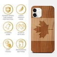 thumbnail image 4 of Case Yard Wooden Case Outside Soft TPU Silicone, Slim Fit Shockproof Wood Protective Phone Cover for Girls Boys Men and Women, Supports Wireless Charging Canada Flag Design case for iPhone-11, 4 of 7