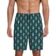 thumbnail image 1 of Balery Green Vintage Peacock Pantalones cortos de pijama de punto de algodón para hombre con cinturilla y bolsillos-Small, 1 of 6