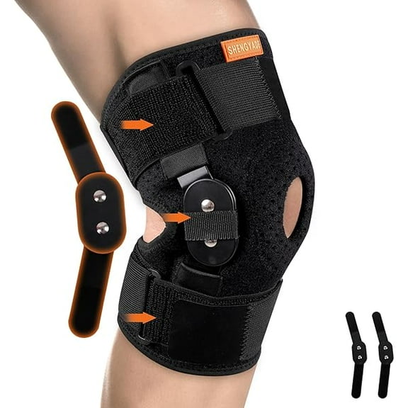 Hinged Knee Brace, Adjustable Knee Support Wrap for Men and Women, Pain Relief Swelling and Inflammation, Patellar Tendon Support Sleeve for Helping Relieve Strains, Sprains, ACL, MCL Injuries