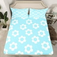 thumbnail image 2 of Homewish Cute Cartoon Floral Bed Sheets,Abstract Daisy Blossom King Sheets,Blue White Sheet Set For Kids,Super Cozy Room Decor,4-Piece, 2 of 7