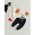 thumbnail image 2 of Bagilaanoe 2PCS Toddler Baby Boy Long Pants Set Letter Print Long Sleeve Sweatshirt Pullover Tops + Drawstring Sweatpants 6M 12M 18M 24M 3T Kids Casual Sweatsuits, 2 of 8