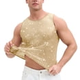 thumbnail image 6 of Kalauyu Mens Mesh Tank Top Vertical Striped Rhinestone Sleeveless See Through Party Shirt, 6 of 6
